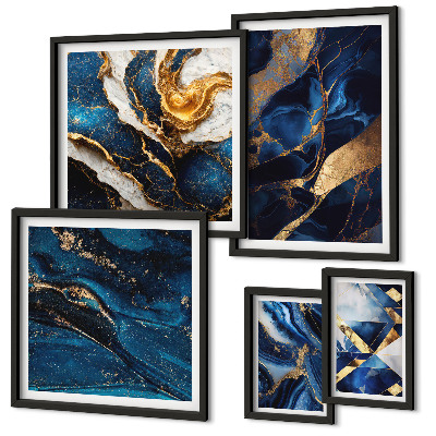 Pared galería de arte patrones azules abstractos