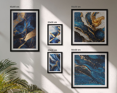 Pared galería de arte patrones azules abstractos