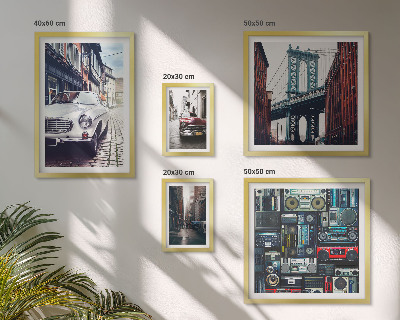 Pared galería de arte Automóviles elegantes y arquitectura urbana