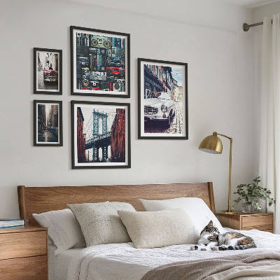 Pared galería de arte Automóviles elegantes y arquitectura urbana