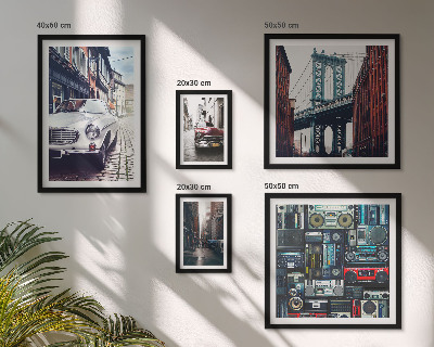 Pared galería de arte Automóviles elegantes y arquitectura urbana