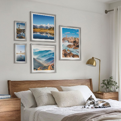 Conjunto de cuadros decorativos montañas naturales mar faros