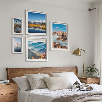 Conjunto de cuadros decorativos montañas naturales mar faros