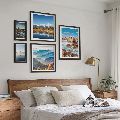 Conjunto de cuadros decorativos montañas naturales mar faros