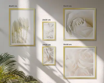 Set de 5 cuadros para salón con diseño de detalles en mármol rosa y blanco