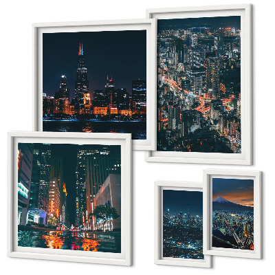 Pared galería de arte Vistas nocturnas de ciudades modernas
