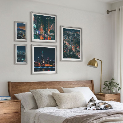 Pared galería de arte Vistas nocturnas de ciudades modernas