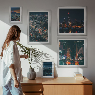Pared galería de arte Vistas nocturnas de ciudades modernas