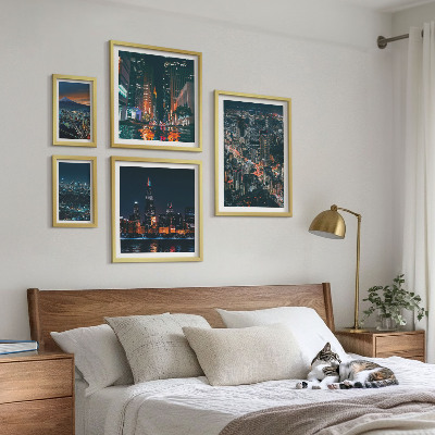 Pared galería de arte Vistas nocturnas de ciudades modernas