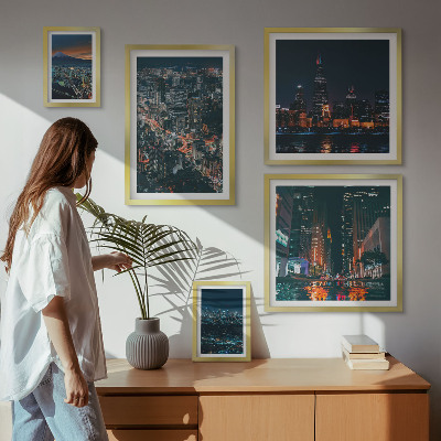 Pared galería de arte Vistas nocturnas de ciudades modernas