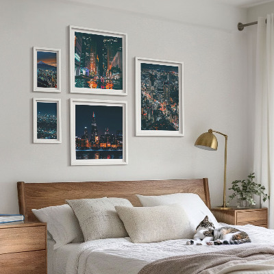 Pared galería de arte Vistas nocturnas de ciudades modernas