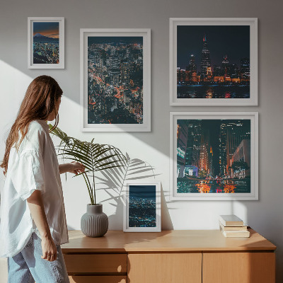 Pared galería de arte Vistas nocturnas de ciudades modernas