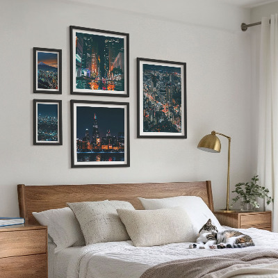 Pared galería de arte Vistas nocturnas de ciudades modernas