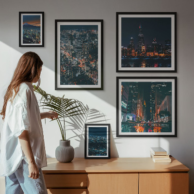 Pared galería de arte Vistas nocturnas de ciudades modernas