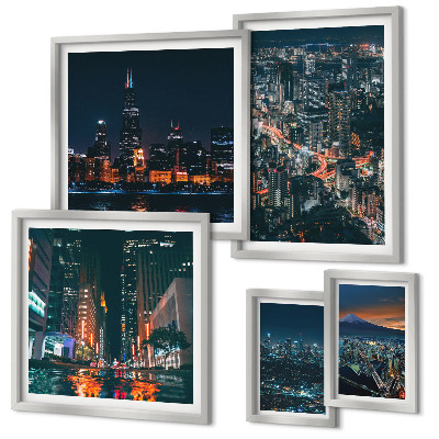 Pared galería de arte Vistas nocturnas de ciudades modernas