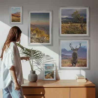 Conjunto de cuadros decorativos con paisajes de vida silvestre de montaña