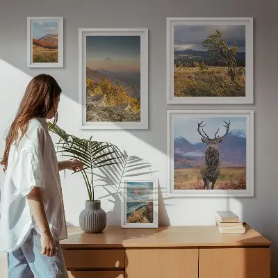 Conjunto de cuadros decorativos con paisajes de vida silvestre de montaña