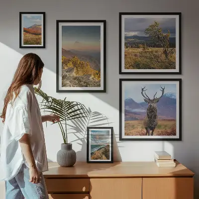 Conjunto de cuadros decorativos con paisajes de vida silvestre de montaña