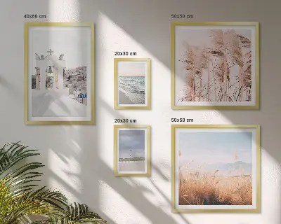 Set de 5 cuadros para salón con diseño de paisajes costeros