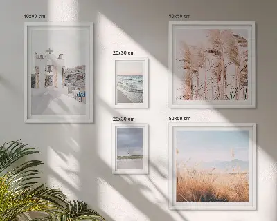 Set de 5 cuadros para salón con diseño de paisajes costeros