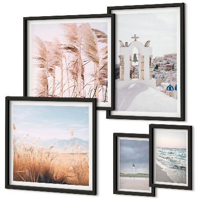 Set de 5 cuadros para salón Paisajes costeros con estilo
