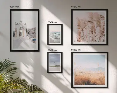 Set de 5 cuadros para salón con diseño de paisajes costeros