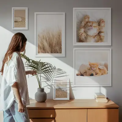 Conjunto de cuadros decorativos con lindos paisajes y animales