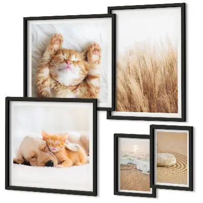 Conjunto de cuadros decorativos con lindos paisajes y animales