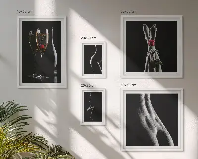 Set de 5 cuadros para salón con elegantes detalles modernos en negro y rojo