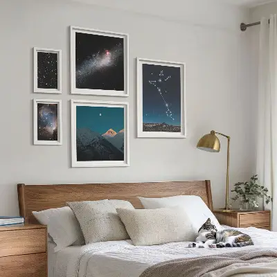 Conjunto de cuadros decorativos con diseño de paisajes espaciales modernos