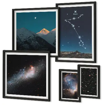 Conjunto de cuadros decorativos con diseño de paisajes espaciales modernos