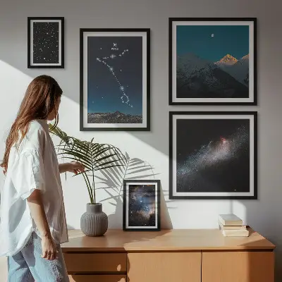 Conjunto de cuadros decorativos con diseño de paisajes espaciales modernos