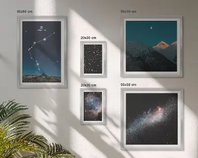 Set de 5 cuadros para salón con diseño de paisajes cósmicos de galaxias