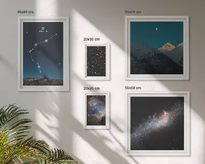 Set de 5 cuadros para salón con diseño de paisajes cósmicos de galaxias
