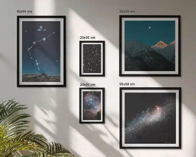 Set de 5 cuadros para salón con diseño de paisajes cósmicos de galaxias