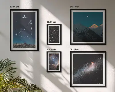Conjunto de cuadros decorativos de constelaciones con paisajes cósmicos
