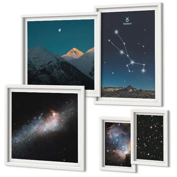 Conjunto de cuadros decorativos paisajes estelares cósmicos nocturnos
