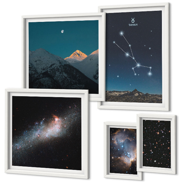 Conjunto de cuadros decorativos Paisajes estelares cósmicos por la noche