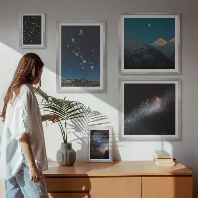 Conjunto de cuadros decorativos paisajes estelares cósmicos nocturnos