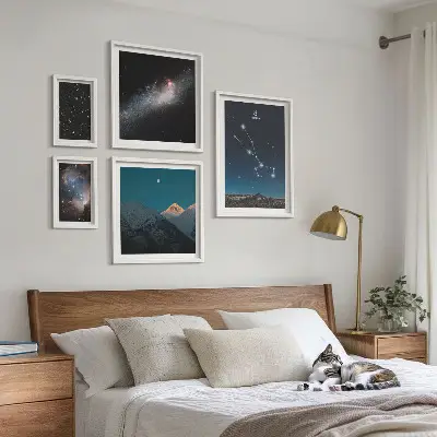 Conjunto de cuadros decorativos paisajes estelares cósmicos nocturnos