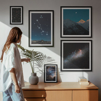 Conjunto de cuadros decorativos Paisajes estelares cósmicos por la noche