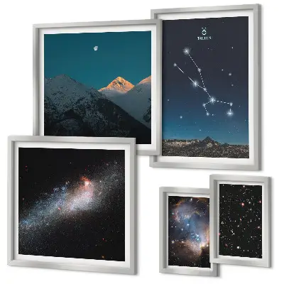Conjunto de cuadros decorativos paisajes estelares cósmicos nocturnos
