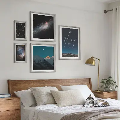 Set de 5 cuadros para salón con diseño de paisajes cósmicos de la galaxia