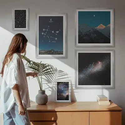 Set de 5 cuadros para salón con diseño de paisajes cósmicos de la galaxia