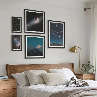 Set de 5 cuadros para salón con diseño de paisajes cósmicos de la galaxia