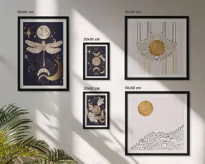 Set de 5 cuadros para salón con elegantes motivos de insectos espaciales