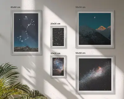 Conjunto de cuadros decorativos diseño de paisajes cósmicos nocturnos