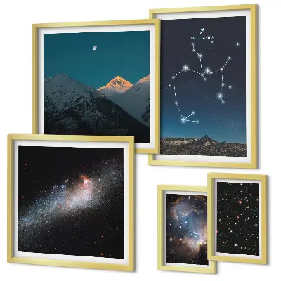 Set de 5 cuadros para salón con paisajes cósmicos de la galaxia