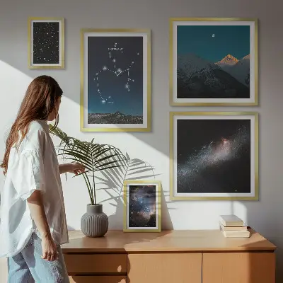 Set de 5 cuadros para salón con paisajes cósmicos de la galaxia