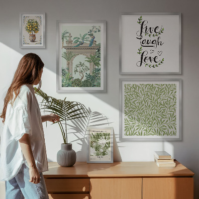 Pared galería de arte Motivos vegetales con toques bohemios